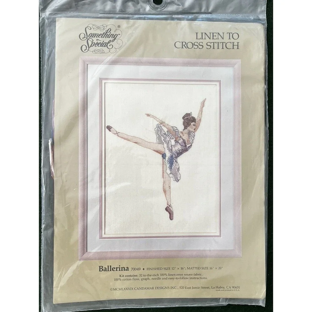 Ballerina Picture Linen to Cross Stitch Kit Candamar Designs 70049   12